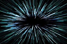 Super Speed Abstract Background With Blue Lines On Black Background, Fast Forward, Concept.