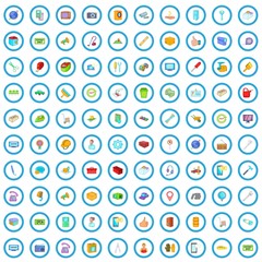 Poster - 100 service icons set in cartoon style for any design vector illustration