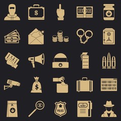 Poster - Criminal offence icons set. Simple set of 25 criminal offence vector icons for web for any design