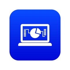 Poster - Laptop with business graph icon digital blue for any design isolated on white vector illustration