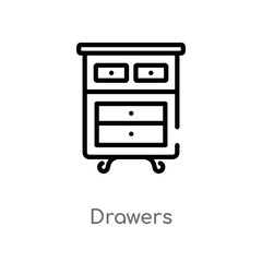 Poster - outline drawers vector icon. isolated black simple line element illustration from furniture & househ