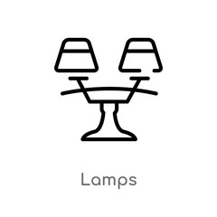 Wall Mural - outline lamps vector icon. isolated black simple line element illustration from furniture and household concept. editable vector stroke lamps icon on white background