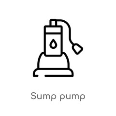 Wall Mural - outline sump pump vector icon. isolated black simple line element illustration from furniture and household concept. editable vector stroke sump pump icon on white background