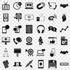 Poster - Database icons set. Simple style of 36 database vector icons for web for any design