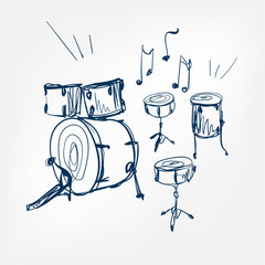 drum set sketch vector illustration isolated design element