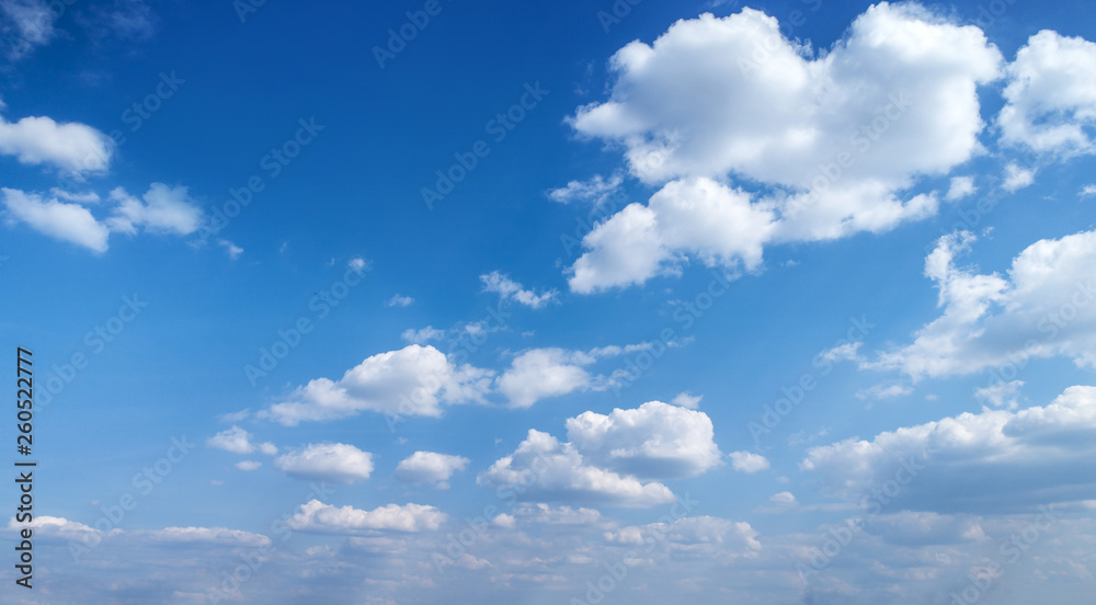 Blue sky with white clouds. Blue sky background with clouds. - obrazy, fototapety, plakaty 