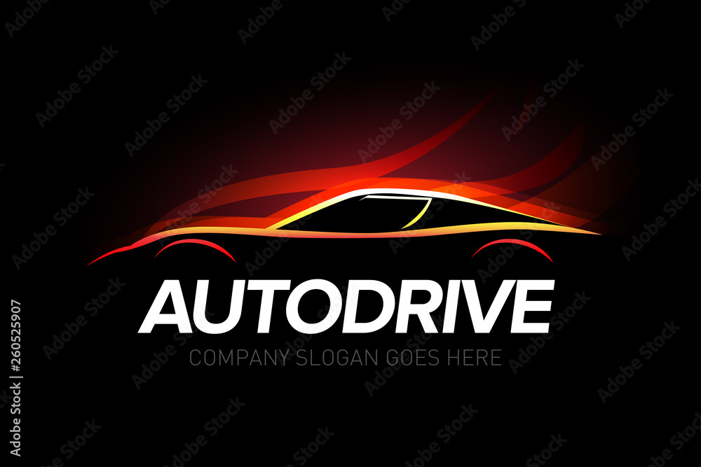 'Autodrive' car logotype with fire background- car service and repair ...