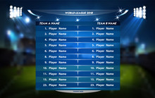 Football Or Soccer Playing Field With Set Of Infographic Elements. Sport Game. Sport Cup.