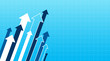 Stock market arrows going up on a blue background