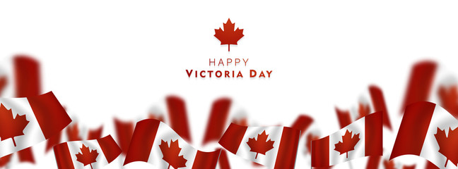 Wall Mural - Victoria Day in Canada Vector Illustration, realistic rippling canadian flag