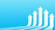 © Eightshot Studio - Arrows moving up on a blue background with copy space