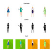 © pandavector - Vector design of posture and mood sign. Set of posture and female stock symbol for web.