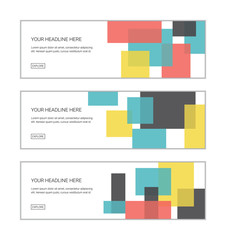 Wall Mural - web banner design template set consisting of abstract background patterns made with rectangle shapes