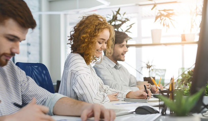 Poster - Young millennial people working in coworking space
