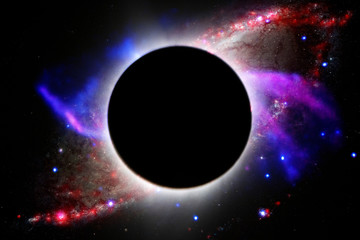 Wall Mural - total solar eclipse, view from space, elements of this image furnished by nasa b