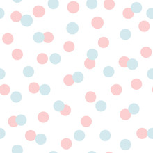 Polka Dots Seamless Pattern With Blue Pink Circles On White Background Pink Seamless Pattern