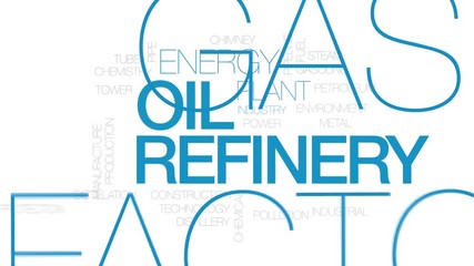 Wall Mural - Oil refinery animated word cloud. Kinetic typography.