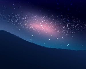 Wall Mural - galaxy and star on sky in mountain.
