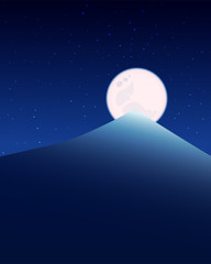 Wall Mural - moon with star on sky night in mountain.