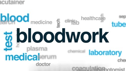 Poster - Bloodwork animated word cloud. Kinetic typography.