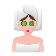 Sticker - woman with towel spa