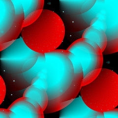 Fototapete - Seamless abstract pattern circles red-turquoise, color of live coral, background. Computer generated fractal. Modern futuristic pattern. Fractal graphics for creative graphic design