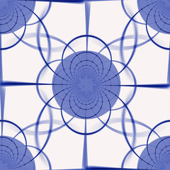Fototapete - Seamless abstract pattern. Grate with circles in the corners of the cell. Fractal generated by competrom. Black background, red circles. The color of live coral.