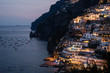 Italian Amalfi Coast, seaside town at dusk