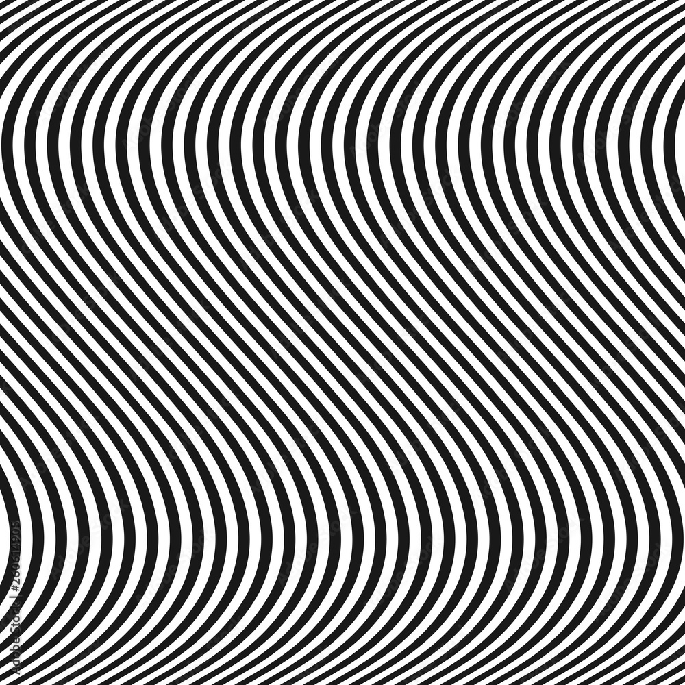 Curved wavy lines seamless pattern. Thin wave stripes vector texture ...