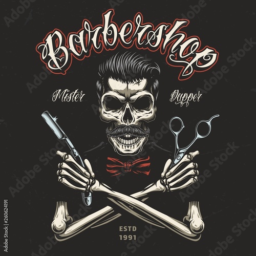 Vintage barbershop colorful badge