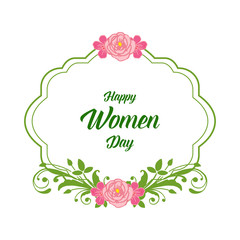  Vector illustration design of happy women day with ornate pink flower frame