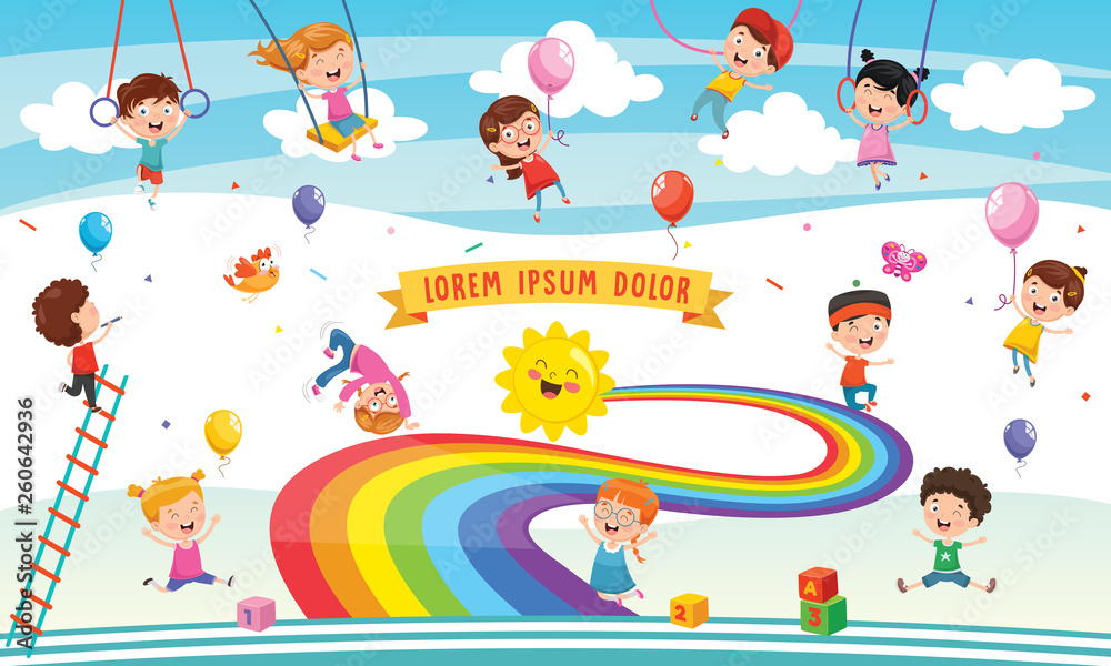 Vector Illustration Of Rainbow Children Stock Vector | Adobe Stock
