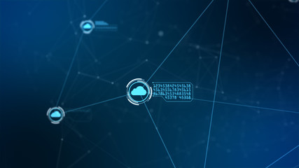 Poster - Secure global network. Digital cloud computing cyber security concept
