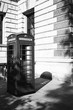 phone booth black and white