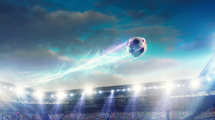 Sticker - Football stadium background with flying ball