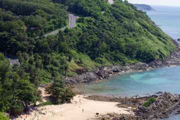 Wall Mural - Aerial view of Ya Nui beach. Сlear blue water on the sea, sunny day.