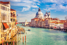 Grand Canal And Basilica Santa Maria Della Salute In Venice