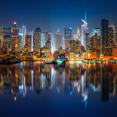Wall Mural - View on Manhattan and times square at night, New York, USA