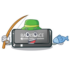 Poster - Fishing backspace button installed on cartoon keyboard