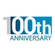 © Vectorideas - Template Logo 100 anniversary blue colored vector design for birthday celebration.