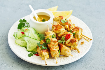 Canvas Print - Chicken breast with curry with peanut sauce.