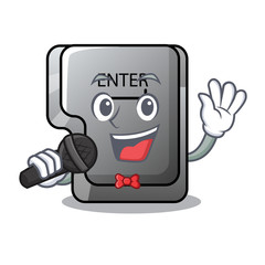 Poster - Singing button enter isolated in the cartoon