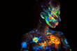 UV painting of a universe on a female body portrait