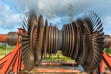 large turbine blades used steam boiler in coal power plant