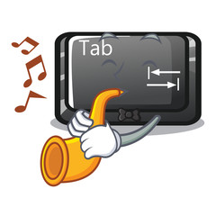 Sticker - With trumpet tab button attached to cartoon keyboard