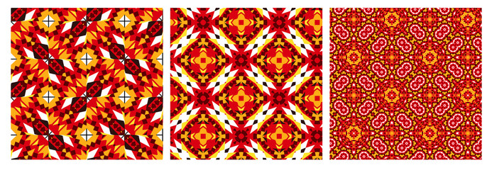 Set of geometric seamless pattern in african style