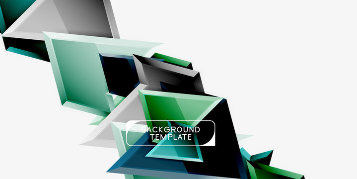 Bright colorful triangular poly 3d composition,abstract geometric background, minimal design, polygonal futuristic poster