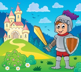 Poster - Knight near stylized castle