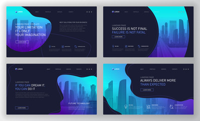 Wall Mural - landing page templates set for business website. modern web page design concept layout for website. 