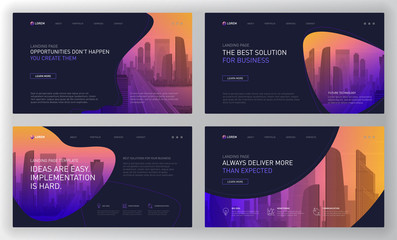 Wall Mural - landing page templates set for business website. modern web page design concept layout for website. 